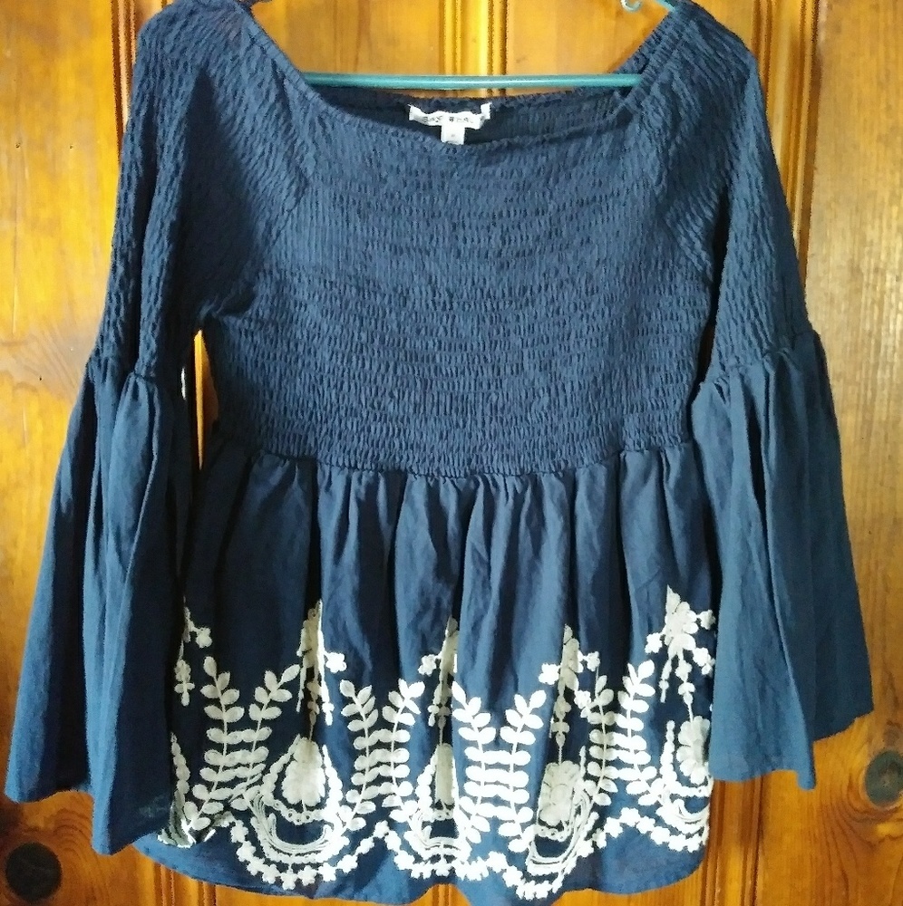 Off Shoulder Bell Sleeve Blouse